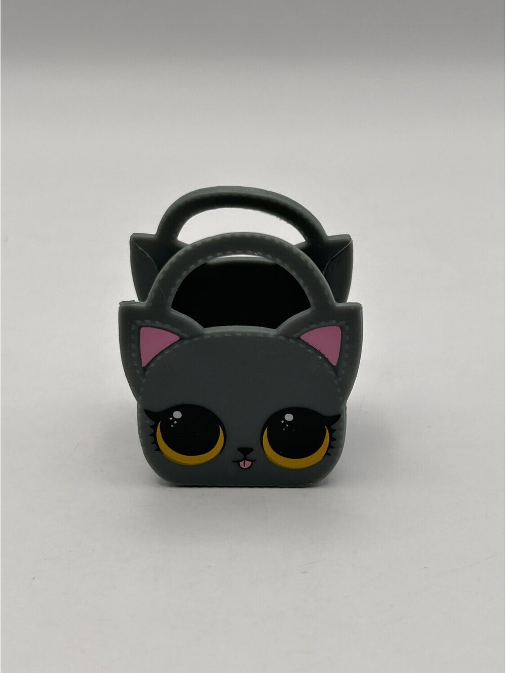 Grey Cat Face Purse & Doll Bag Accessories Lot Plastic Loose Used Collectible